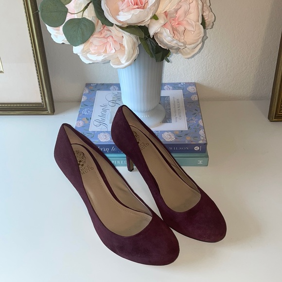 Vince Camuto Maroon Suede Heels Size 9 - Picture 1 of 10